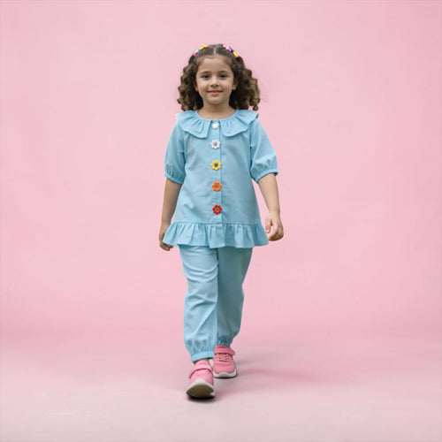 Little Bloom Blue Ruffle 2-Piece Set