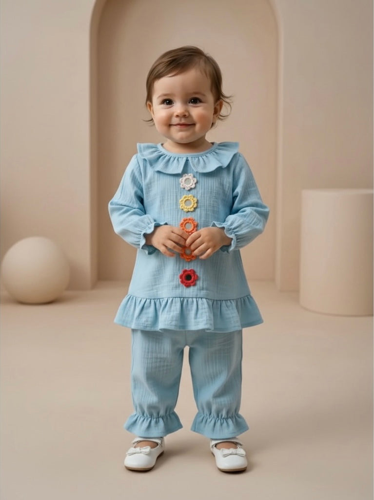 Little Bloom Blue Ruffle 2-Piece Set
